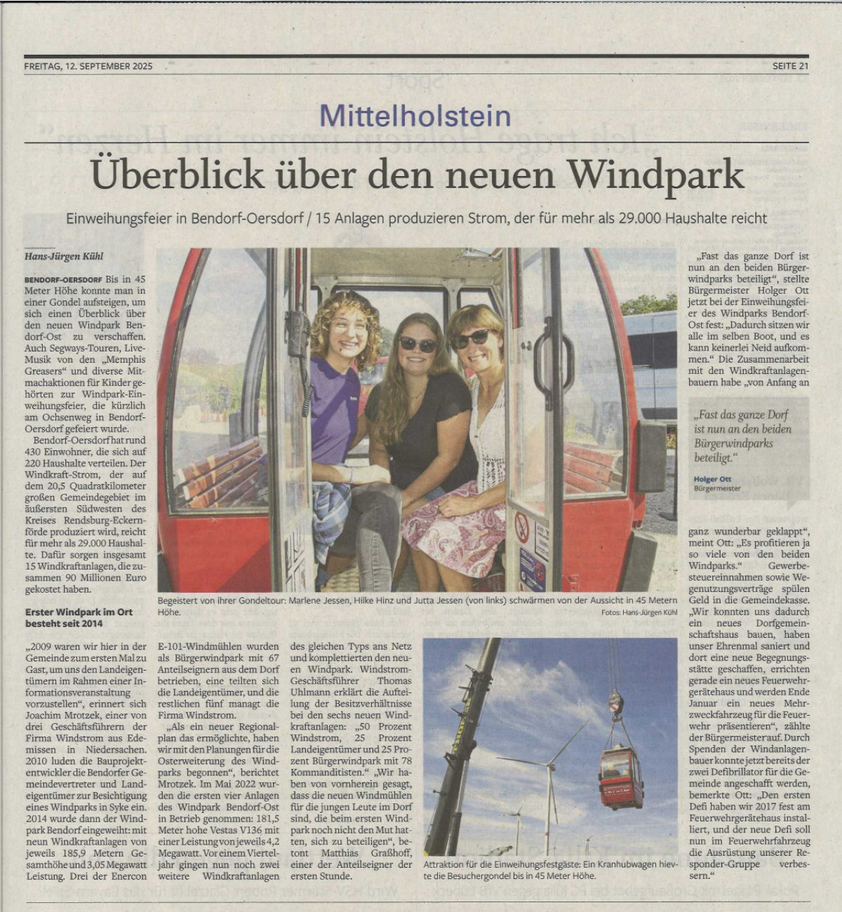 12. September 25 SHZ Ueberblick ueber den neuen Windpark in Bendorf Oersdorf