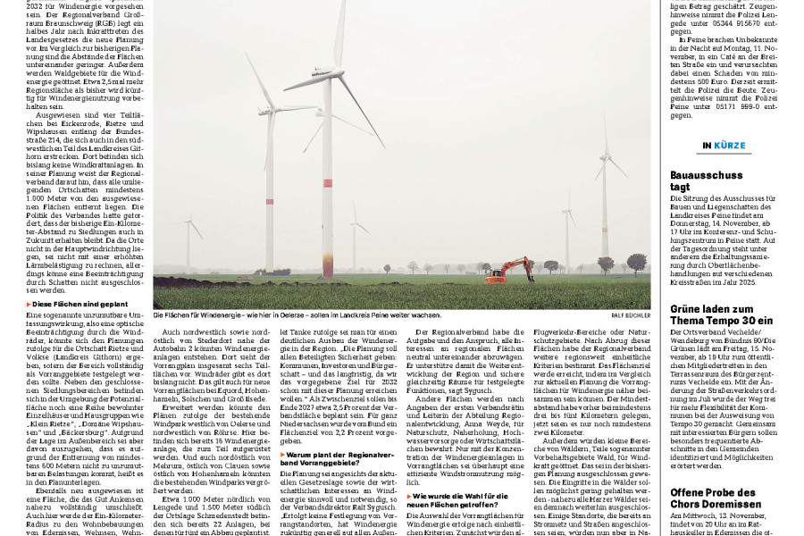 Peiner Allgemeine Zeitung - Neue Flächen für Windenergie