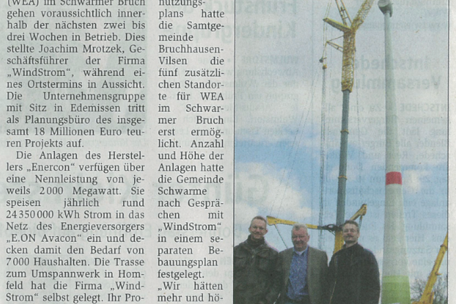 Thedinger Kreisblatt - Ein Rotor fehlt noch