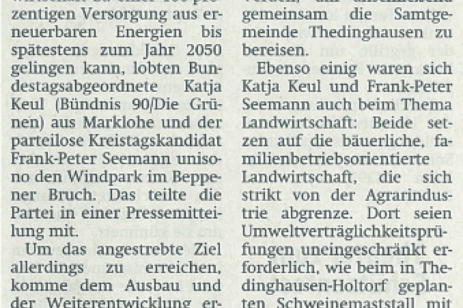 Achimer Kreisblatt - Windpark Beppener Bruch beispielhaft