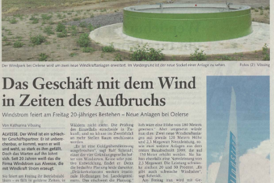 Peiner Allgemeine Zeitung - Das Geschäft mit dem Wind in Zeiten des Aufbruchs
