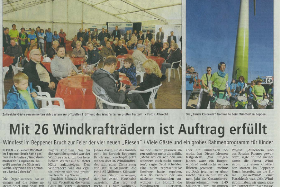 Achimer Kreiszeitung - Mit 26 Windkrafträdern ist Auftrag erfüllt