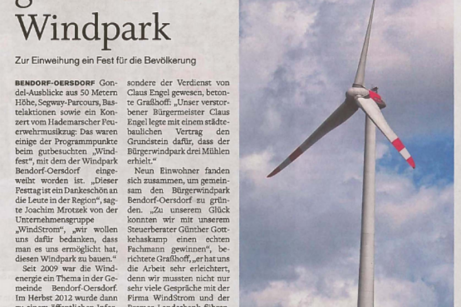 Mitteilungsblatt für Schleswig-Holstein - Einwohner gründeten Windpark