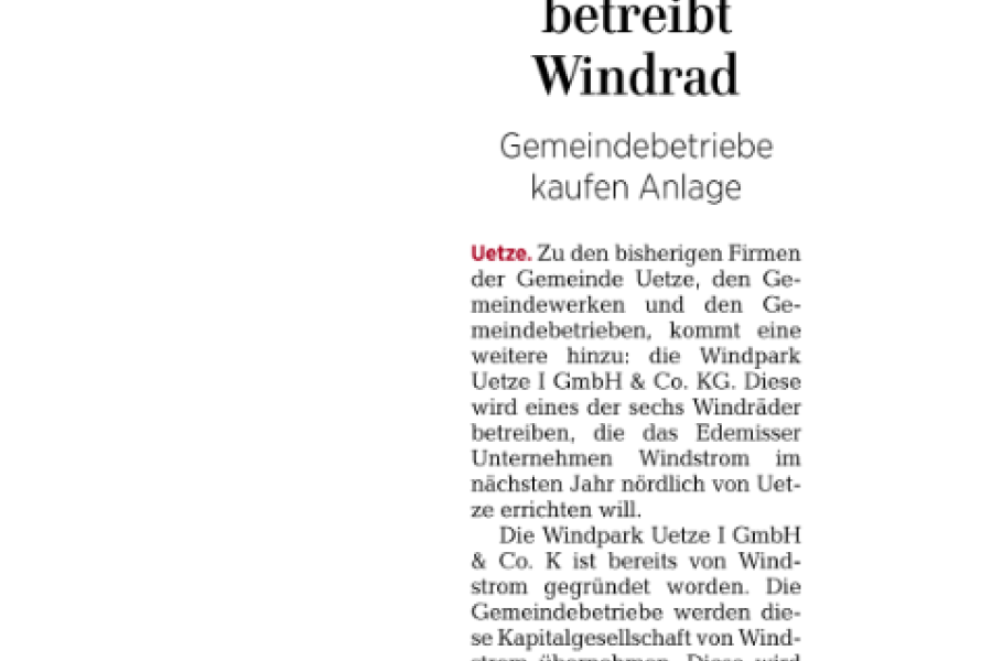 Anzeiger Burgdorf & Uetze - Gemeindebetriebe kaufen Anlage