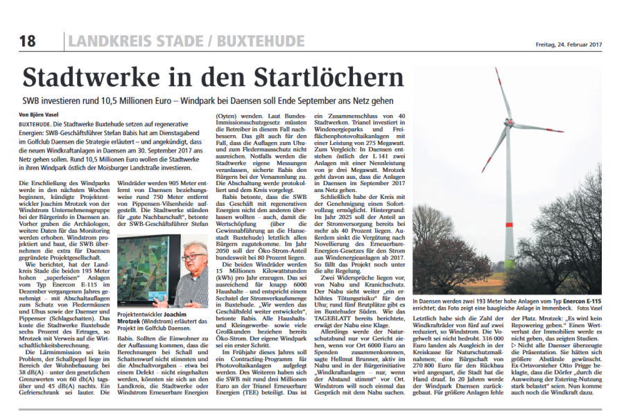 Buxtehuder Tageblatt - Stadtwerke in den Startlöchern